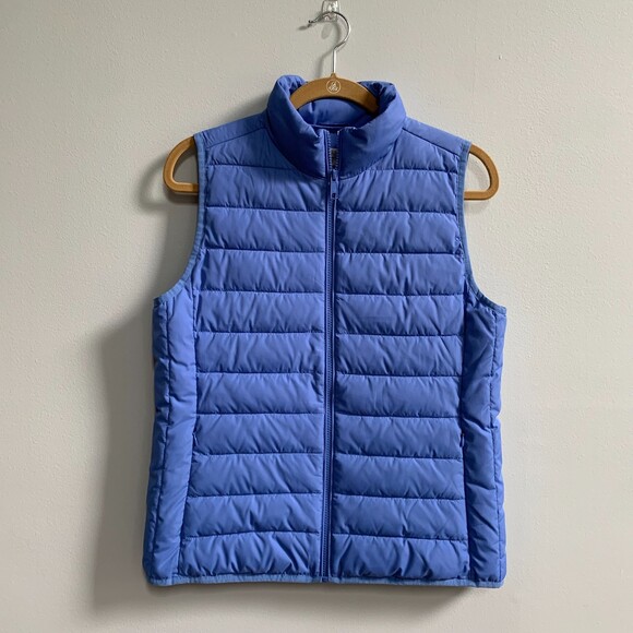 J. Crew Puffer Vest Women's Size Small Full Zip Mock Neck Periwinkle Blue Preppy - Picture 1 of 9